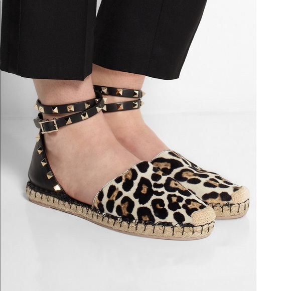 Valentino rockstud leopard print espadrilles, 38 - Picture 2 of 8